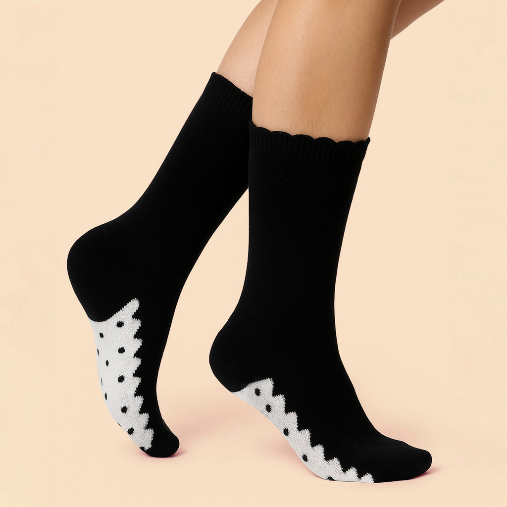 5 Pairs Ladies Lace Effect Footbed Socks - Soft Cotton Rich Everyday Socks