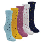 5 Pairs Ladies Multi Spot Socks - Soft Cotton Rich Polka Dot Everyday Socks