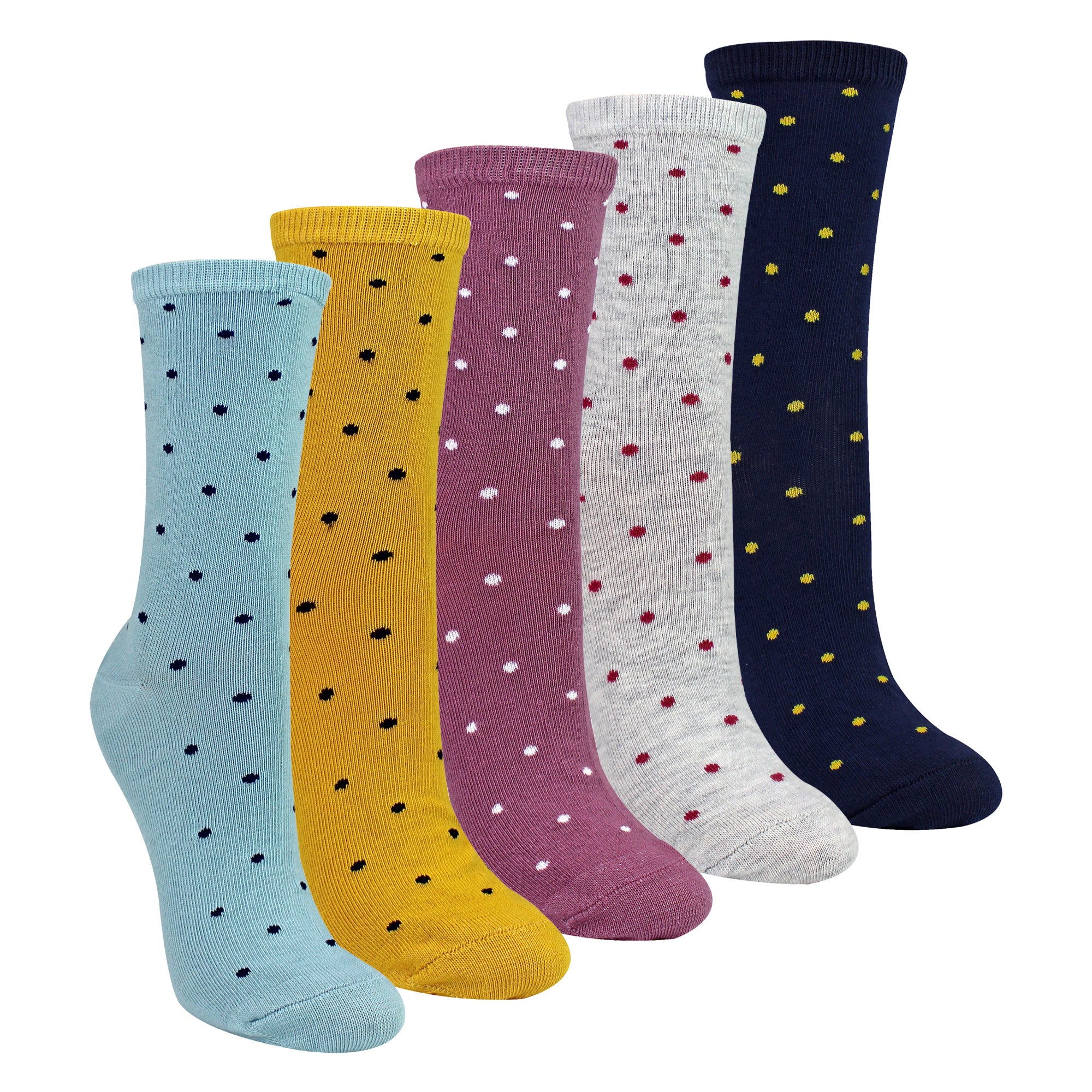 5 Pairs Ladies Multi Spot Socks - Soft Cotton Rich Polka Dot Everyday Socks