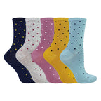 5 Pairs Ladies Multi Spot Socks - Soft Cotton Rich Polka Dot Everyday Socks