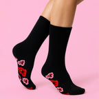 10 Pairs Ladies Poppy Footbed Socks - Soft Cotton Rich Floral Everyday Socks