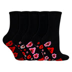 10 Pairs Ladies Poppy Footbed Socks - Soft Cotton Rich Floral Everyday Socks