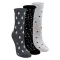 3 Pairs Ladies Stars and Trees Patterned Socks - Soft Cotton Rich Everyday Socks
