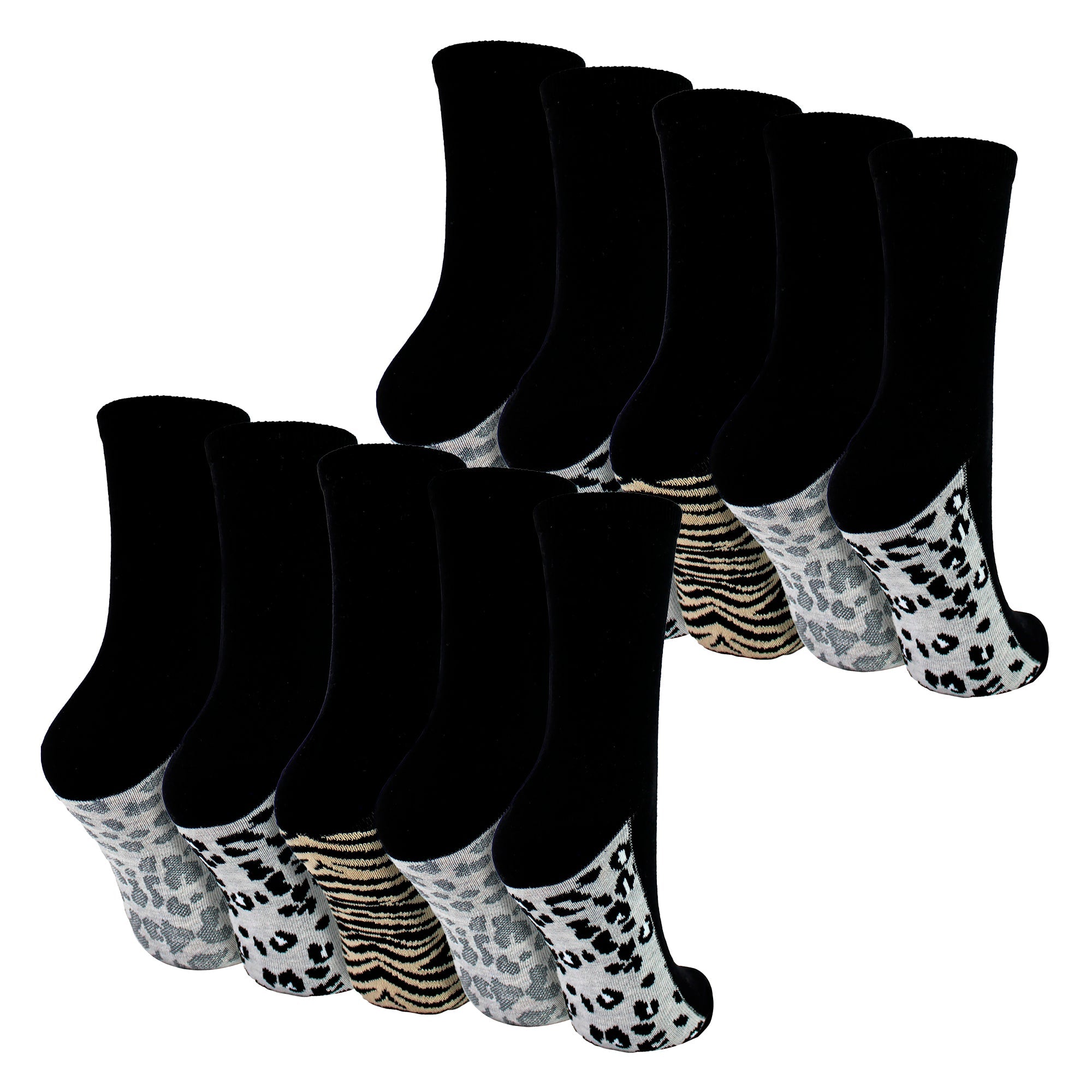 Ladies Cotton Animal Print Footbed Socks Soft Cushioned Comfy Socks