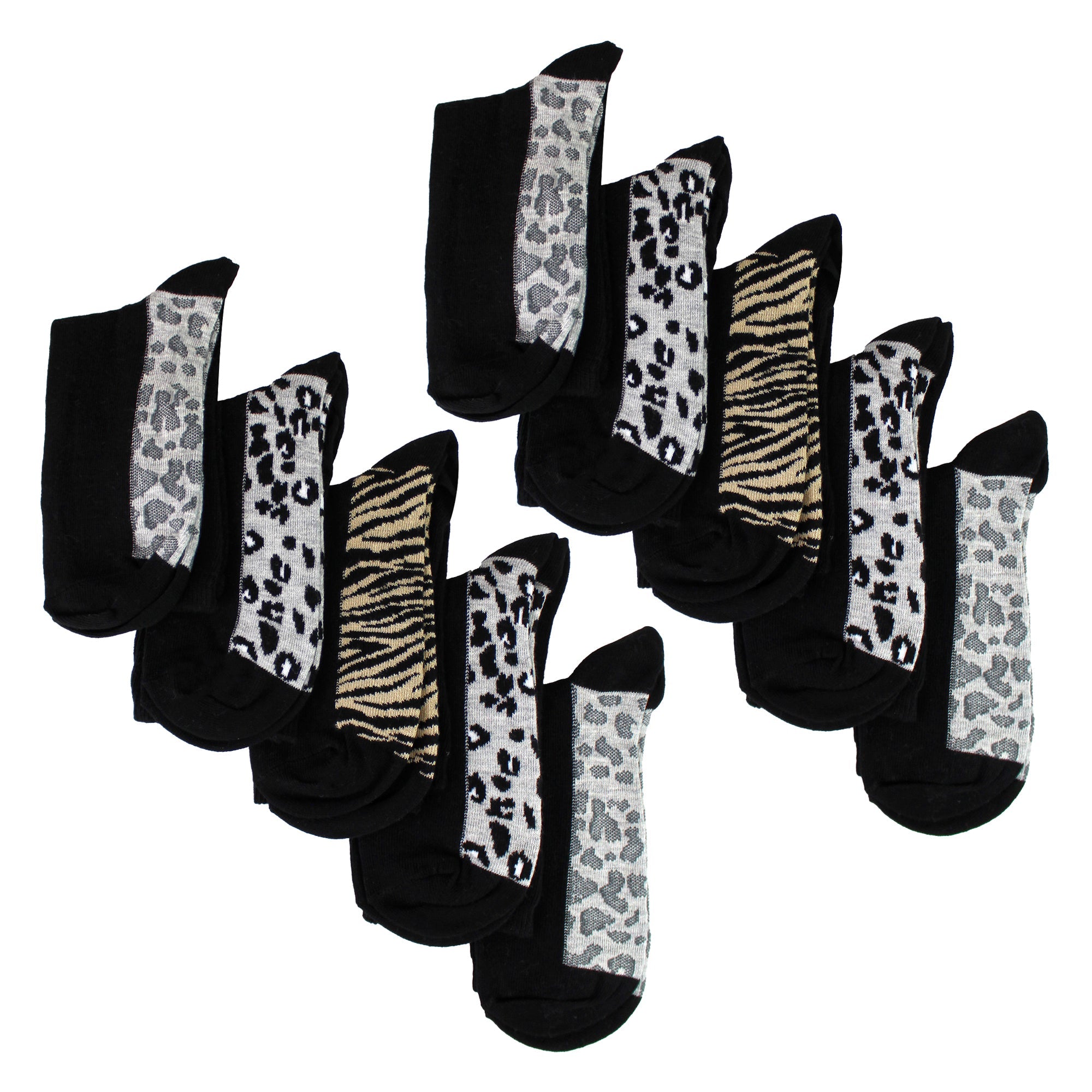 Ladies Cotton Animal Print Footbed Socks Soft Cushioned Comfy Socks