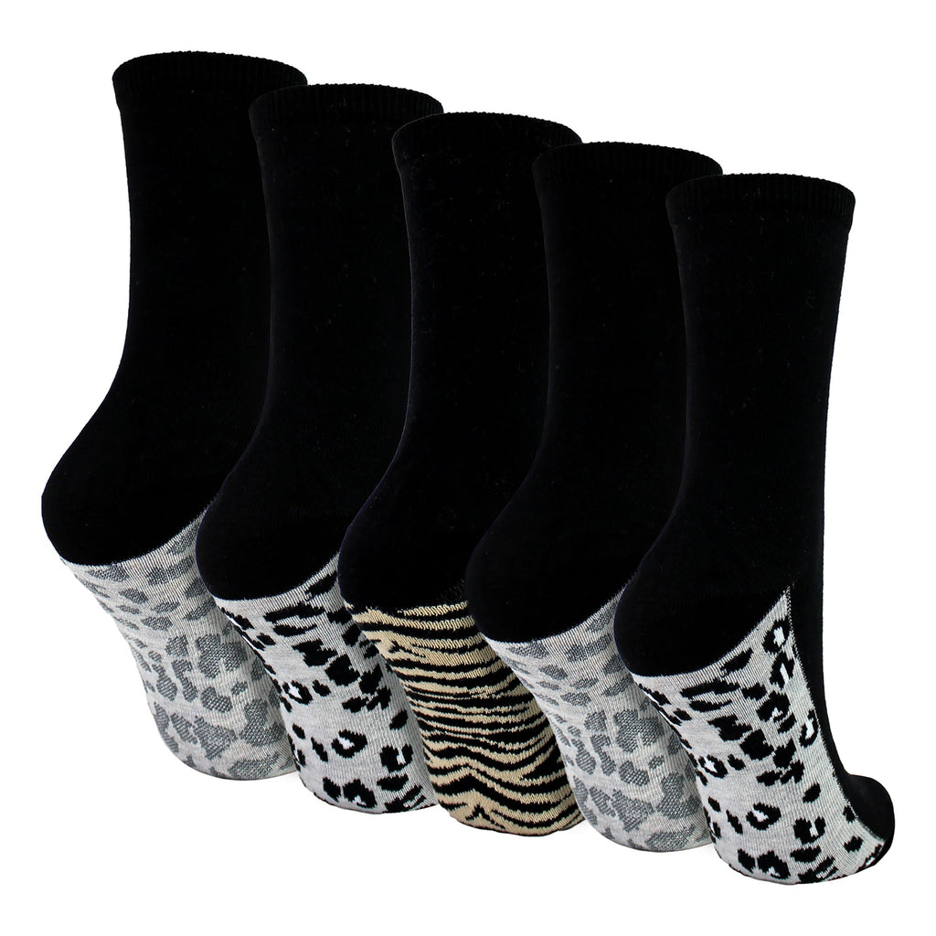 Ladies Cotton Animal Print Footbed Socks Soft Cushioned Comfy Socks