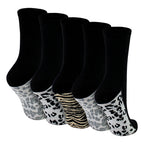Ladies Cotton Animal Print Footbed Socks Soft Cushioned Comfy Socks