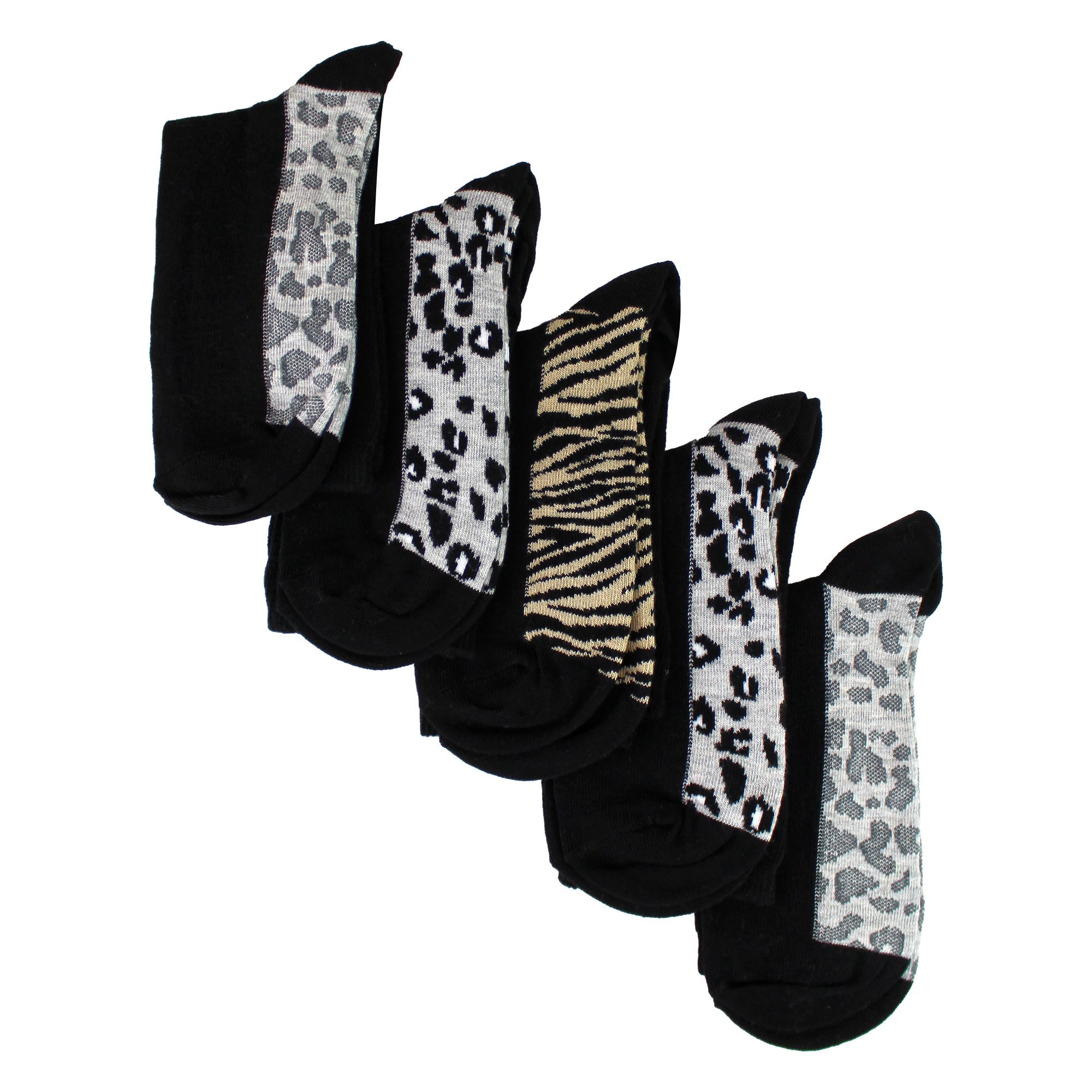 Ladies Cotton Animal Print Footbed Socks Soft Cushioned Comfy Socks