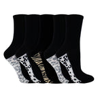 Ladies Cotton Animal Print Footbed Socks Soft Cushioned Comfy Socks