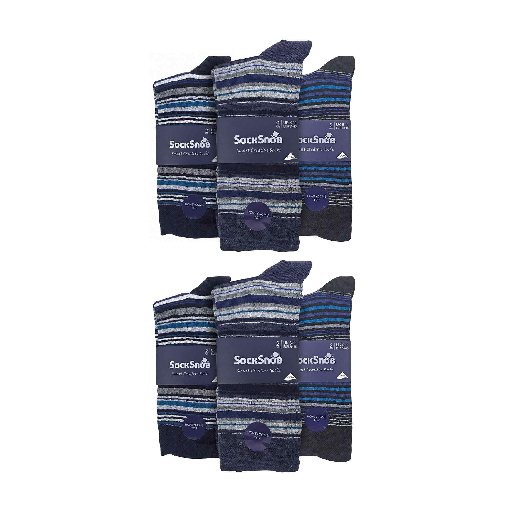 12 Pair Mens Colourful Cotton Striped Patterned Dress Socks