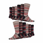 12 Pair Mens Colourful Cotton Striped Patterned Dress Socks