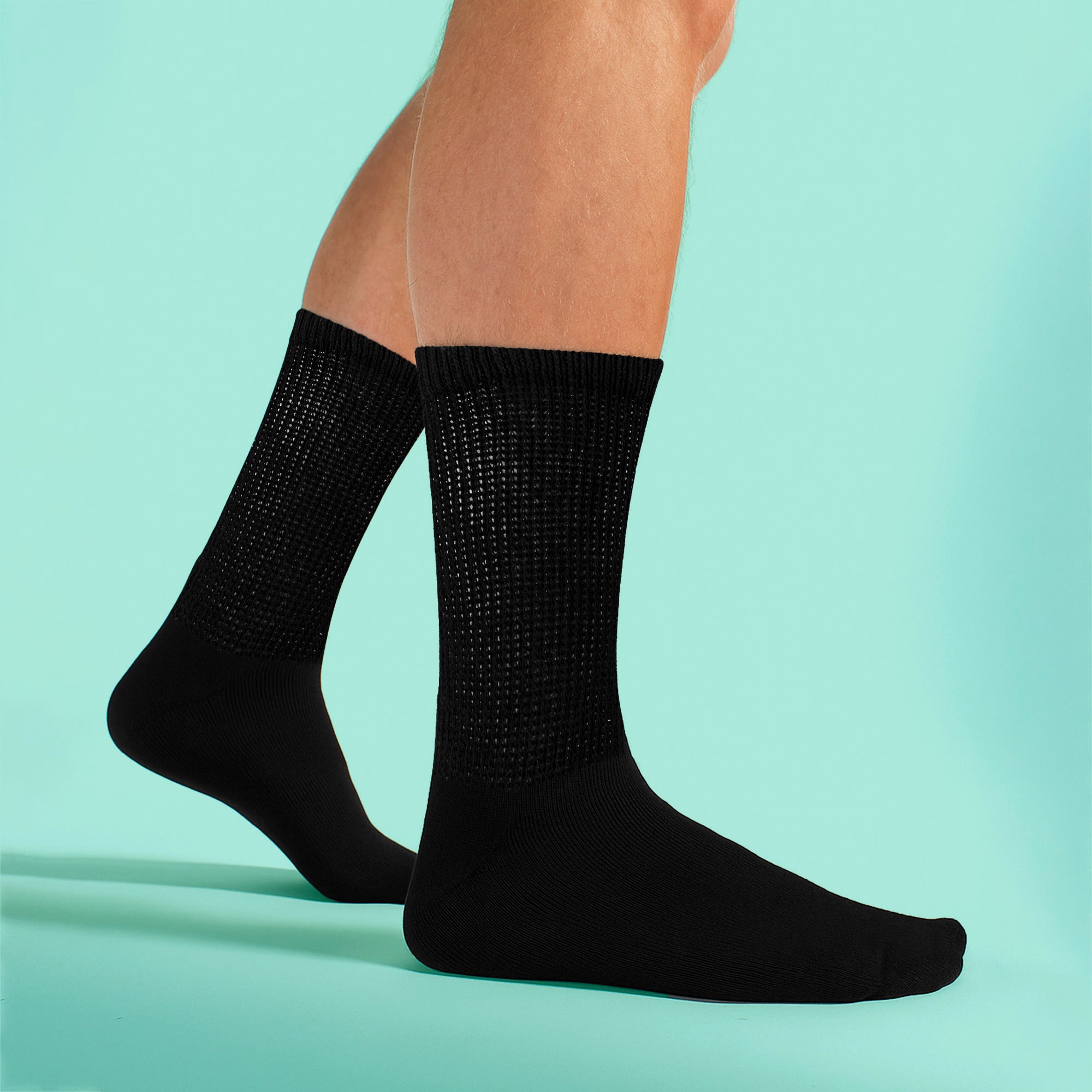 6 Pairs Mens Cotton Diabetic Socks - Soft Non Binding Everyday Comfort Socks