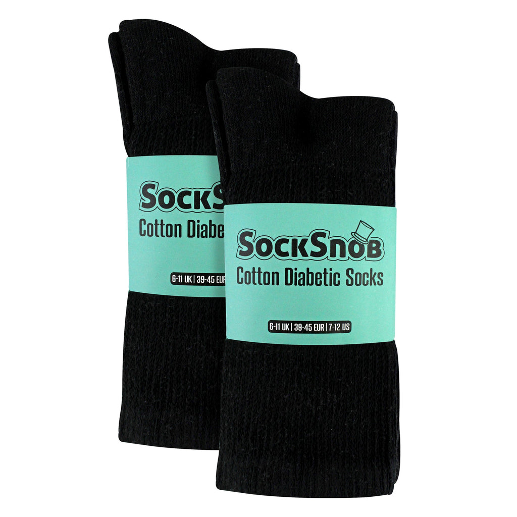 6 Pairs Mens Cotton Diabetic Socks - Soft Non Binding Everyday Comfort Socks