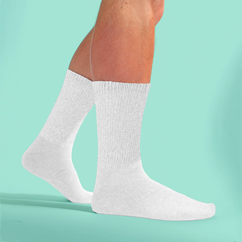 6 Pairs Mens Cotton Diabetic Socks - Soft Non Binding Everyday Comfort Socks
