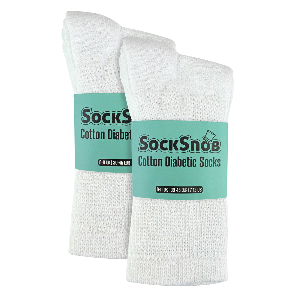 6 Pairs Mens Cotton Diabetic Socks - Soft Non Binding Everyday Comfort Socks