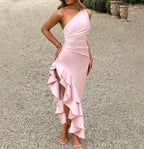 Elegant Slim Sloping Backless Dress