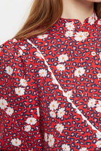 Louche Suzanne Roaring Daisy Print Long Sleeve Mini Dress - Red