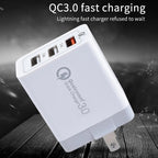 SDC-30W 2 in 1 USB to Micro USB Data Cable + 30W QC 3.0 USB + 2.4A Dual USB 2.0 Ports Mobile Phone Tablet PC Universal Quick Charger Travel Charger Set, US Plug, with Micro USB Cable, US Plug