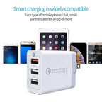 SDC-30W 2 in 1 USB to Micro USB Data Cable + 30W QC 3.0 USB + 2.4A Dual USB 2.0 Ports Mobile Phone Tablet PC Universal Quick Charger Travel Charger Set, US Plug, with Micro USB Cable, US Plug