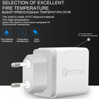 SDC-30W 2 in 1 USB to Micro USB Data Cable + 30W QC 3.0 USB + 2.4A Dual USB 2.0 Ports Mobile Phone Tablet PC Universal Quick Charger Travel Charger Set, EU Plug, with Micro USB Cable, EU Plug