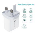 SDC-30W 2 in 1 USB to USB-C / Type-C Data Cable + 30W QC 3.0 USB + 2.4A Dual USB 2.0 Ports Mobile Phone Tablet PC Universal Quick Charger Travel Charger Set, UK Plug, with USB-C / Type-C Cable, UK Plug
