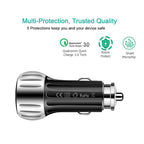 YSY-310QC18W QC3.0 Dual Port USB Car Charger for Apple / Huawei / Samsung / Xiaomi(White)