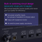 B032 2-in 4-out Power Amplifier Sound Switcher Speaker  Lossless Sound Quality 300W Per Channel Switch Distributor Comparator with Headset Monitoring Function / Audio Input, B032