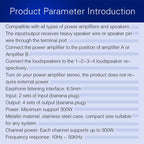B032 2-in 4-out Power Amplifier Sound Switcher Speaker  Lossless Sound Quality 300W Per Channel Switch Distributor Comparator with Headset Monitoring Function / Audio Input, B032