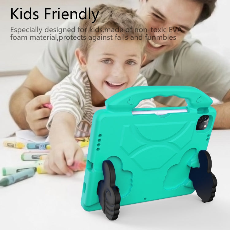 For iPad Pro 11 2022 / 2021 Children EVA Shockproof Tablet Case with Thumb Bracket (Glacier Green)