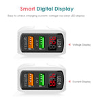 F002C QC3.0 USB + USB 2.0 Fast Charger with LED Digital Display for Mobile Phones and Tablets, UK Plug(White)