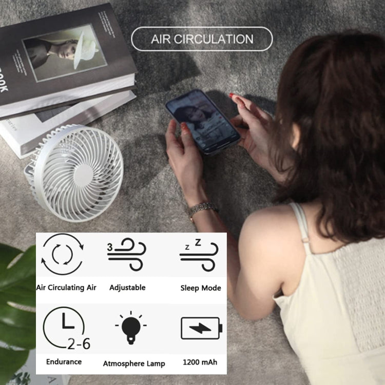 Multifunctional LED Rechargeable Outdoor Portable Tent Camping Fan(Black)