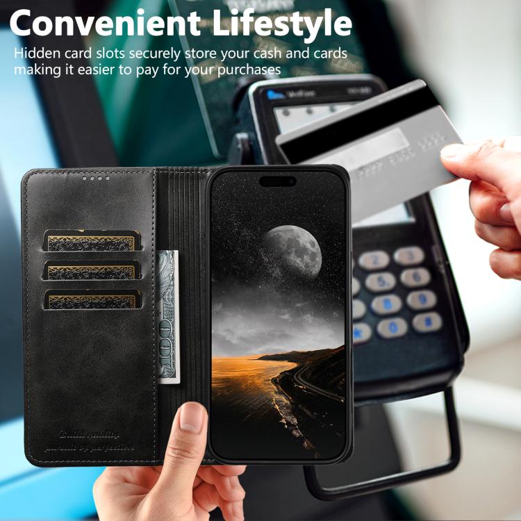 Suteni Calf Texture Horizontal Flip Leather Phone Case, For iPhone Air, For iPhone 16 Pro Max, For iPhone 16 Pro, For iPhone 16 Plus, For iPhone 16, For iPhone 15 Pro Max