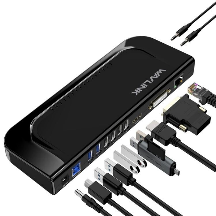 WAVLINK UG49DK4 Universal Laptop Docking Station Dual Monitor Supports DVI / HDMI / VGA(UK Plug)