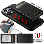 Suteni H19 Litchi Grain 2-in-1 MagSafe Removable Card Box Back Phone Case, For iPhone 12 Pro, For iPhone 17e / 16e