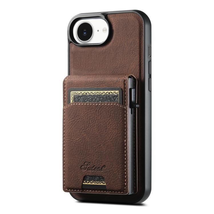 Suteni H19 Litchi Grain 2-in-1 MagSafe Removable Card Box Back Phone Case, For iPhone 12 Pro, For iPhone 17e / 16e