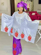 Shiny Bazin Riche Long Dresses For Ankara Women Daily Clothing Free Size 2024