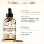 Coconut & Vanilla essential oil for body massage, aromatherapy diffuser, long lasting fragrance, suitable for all skin types.