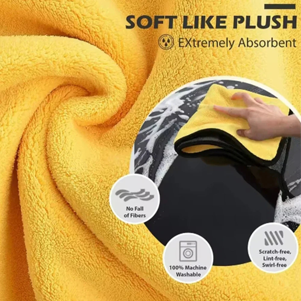 Microfiber Car Cleaning Towels (1/2/5PCS) Ultra-Fine Soft Drying & Detailing Cloths