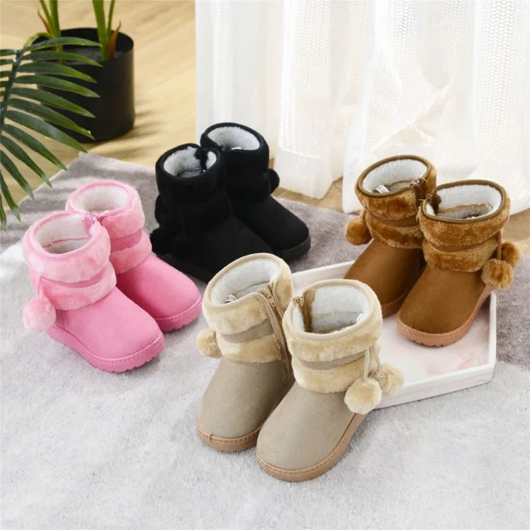 Babies Winter Snow Boots Comfortable Thick Warm Lobbing Ball Cute Boots