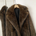 High Quality Long Length Woolen Faux Fur Coat Women's Autumn Winter Elegant Tailored Collar Jacket Non-Mink Fur Coats