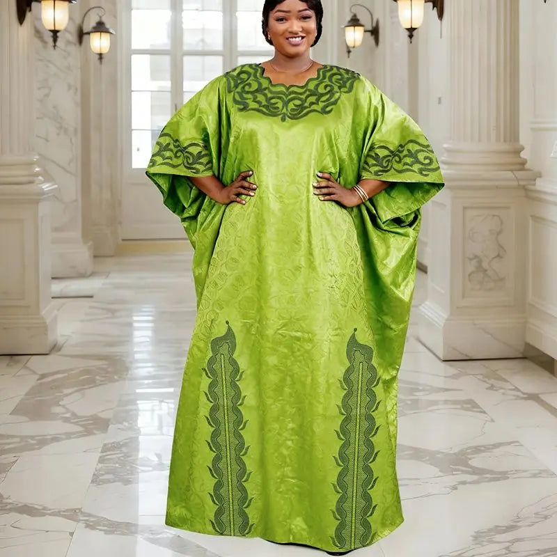 African Dresses for Women Dashiki Traditional Bazin Gown Ankara Embroidery Boubou Robe Nigeria Wedding Evening Party Dress