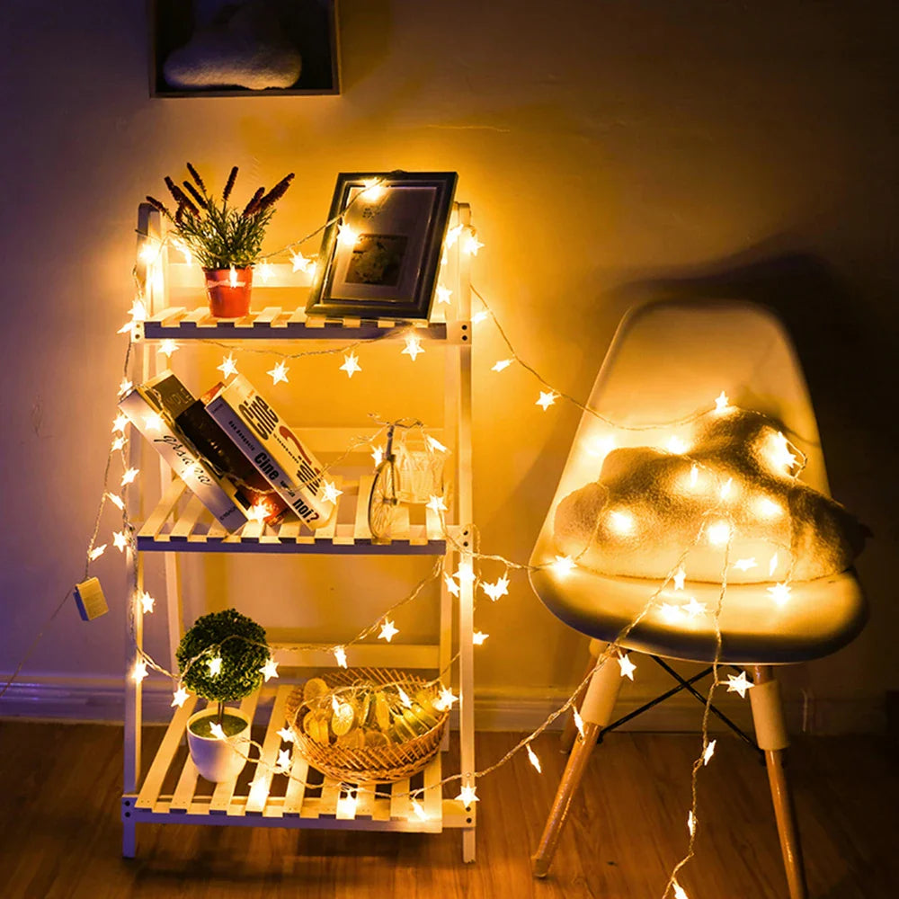 KIKIELF LED Star Fairy Lights Outdoor Garden Warm White