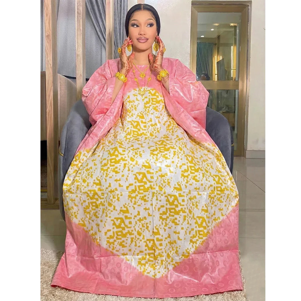 African Women Bazin Riche Boubou Dress Original Dashiki Clothing