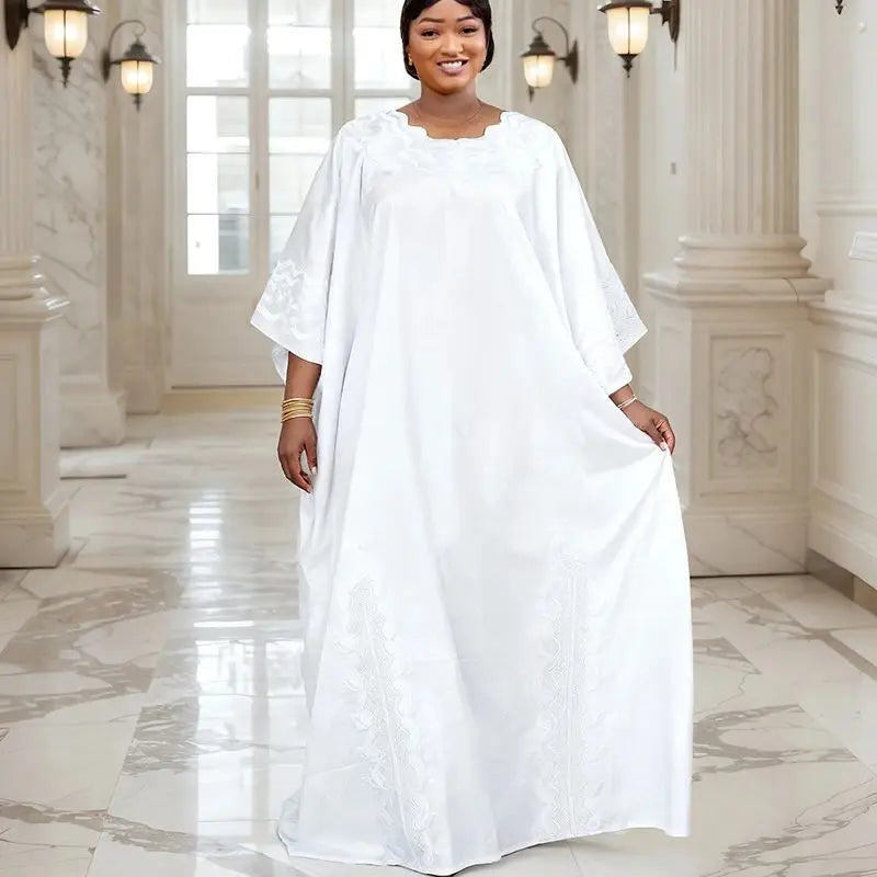 African Dresses for Women Dashiki Traditional Bazin Gown Ankara Embroidery Boubou Robe Nigeria Wedding Evening Party Dress