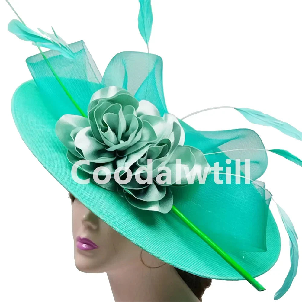 Big Flower Fascinators Hat Headpiece Women Kentucky Church Millinery Cap Ladies
