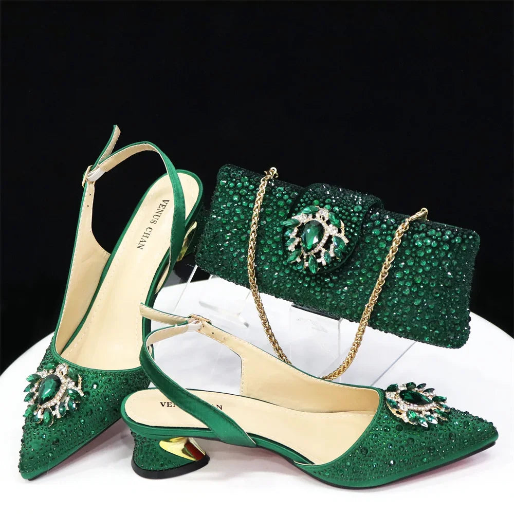 Italian Hollow Design Women's Shoes And Matching Bag