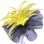 Kentucky Derby Big Fascinator Hat Women Wedding Elegant Feather Pillbox Cap
