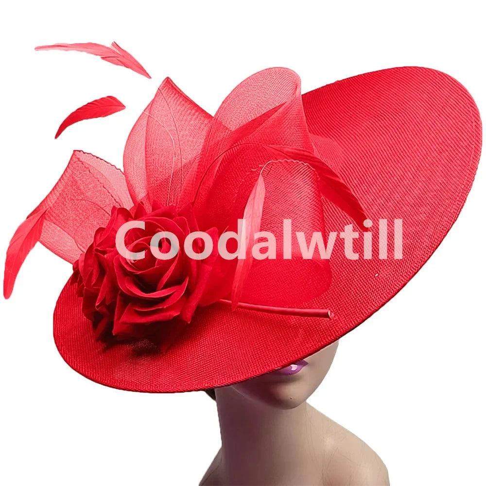 Big Flower Fascinators Hat Headpiece Women Kentucky Church Millinery Cap Ladies
