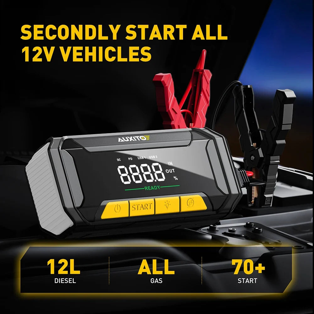 20000mAh Car Jump Starter Portable 12V Battery Booster & Quick Charge Power Bank