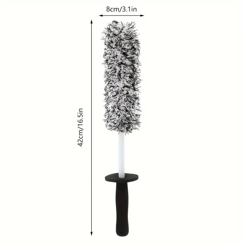 Car Wheel Cleaning Brush Plush Soft Bristle Rim & Tire Brush with Non-Slip Handle